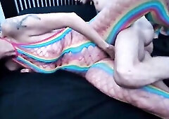 Trio with 2 very excited sluts, Mabi Burbujitas and Rebecca Adams, squirt