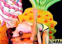 Latino twink Antonio fed cock by Grayson before bareback