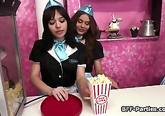 Getting soda and pussy from naughty waitresses