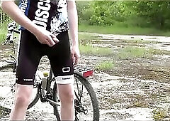 Horny Biker Beating Off Outdoor