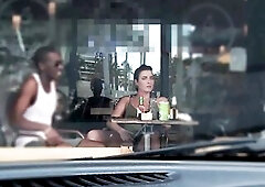 Cheating Wife #4 Part three - Hubby films me outside a cafe Upskirt Flashing and having an Interracial affair with a Ebony Stud!!!