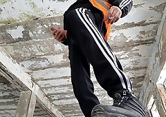 The janitor found a used rubber and added his dose of nut nectar