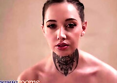 Massage Rooms Hailey Queen gives Large Ebony Weenie oil moist tugjob hardcore romantic sex