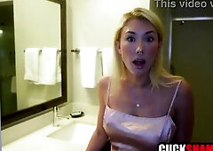 Cuckold husband watching wife fucking his coworker