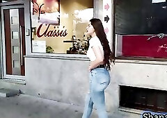 SHANAXNOW SMOKIN' FETISH LARGE BUTT WALKING IN CONSTRICTED JEANS V