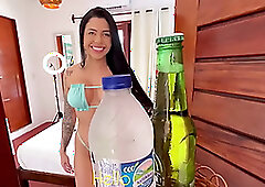 I got lucky at work, this naughty brunette invited me in and we ended up fucking in her room