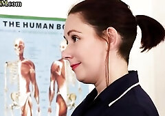 Medical CFNM hotties group stroking patients dick