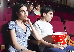 Date night at the video theatre is ruined when excited employee, Tina Fire, begins removing hot accoutrement and adding 'em into the customer