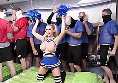 Cheerleader Team-fucked By 2 Football Teams