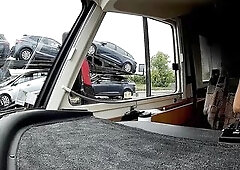 Truck stop cum and enjoyment