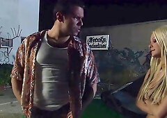 Frisky blonde slut is getting hammered in the middle of the night after sucking a huge dick