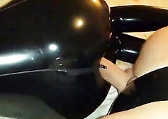 Fucking My Curvy Girl in a Black Latex Catsuit, Doggy Style