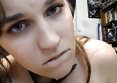AMATEUR BIGTIT BLONDE TEEN MASTURBATES IN STALKINGS