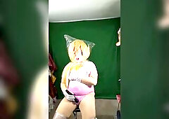 Kigurumi Bagging Breathplay in PVC Gym Costume