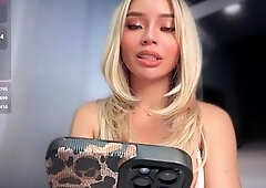 Glamour babe with big boobs masturbates in lingerie