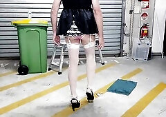 Sissy Crossdresser French Maid Preparing for a Session