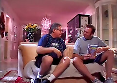 Horny black bitch gets two white cocks