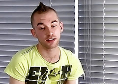 Hairy British amateur strokes his dick