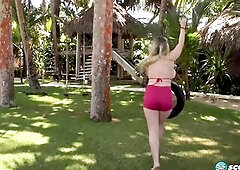 Codi Vore's bazookas and hirsute cunt show in the Dominican Republic