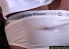 Military teen takes uncut Drill Sargent cock