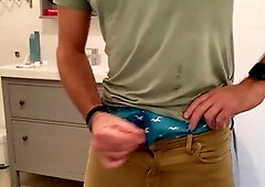Jacking off in my briefs and edging while trying a cockring - unedited fun in denim!
