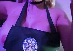 STARBUCKS BIMBO EMPLOYEE Gets DRILLED DURING SHIFT
