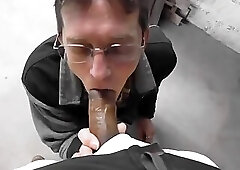 Black cock blowjob in a hardware store by an older salesman