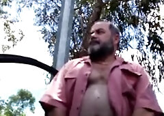 Str8 babby bear jerkin off in the park 2