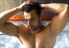 Steamy Fighter Raul Jacuzzi Flexing