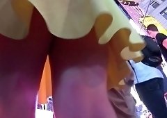 Ravishing amateur blonde with a perfect ass upskirt outside