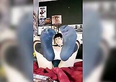 t-gal shows off her PRIDE SOCKS and gives a SLOPPY ORAL SEX to a soda bottle