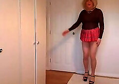 Nude pantyhose and no knickers under my miniskirt