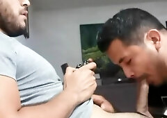 Brazilian Fellow Gargles his Beau's Stiffy with Pop-Shot together