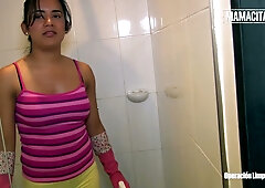 Colombian maid Camila Marin rides her client in cowgirl before taking a facial