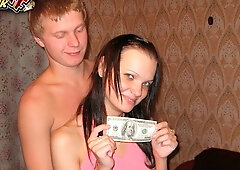 Sensual angel with small tits Fleur Himera fucked by two big cocks