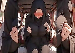 Hijabi Muslim Babes Degraded & Ravaged by Ugly Fat Dirty Old Men Squeezed, Kissed, Fucked Hard Part