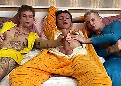 the studs were frolicking and the game revved into screwing, 2 dudes pulverized a lovely lad and came