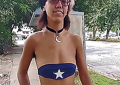 Hairy Pits & Small TIts  Bouncing Out in Public