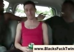 Hungry twink gets an interracial mouthful