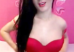 teasing Pretty milky Shemale on Her bed