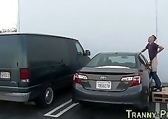 Tranny whore sucks dick