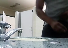 Black perv caught jerking in restroom 3