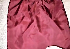 Cum on clothes. Cumming on the lining of my pencil petticoat and making a mess on my lined office petticoat