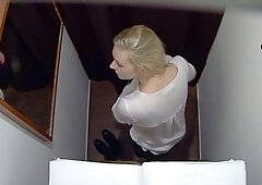 Sexy blonde came for a massage