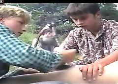 Farmers group twinks outdoor blowjob handjobs and cumshots