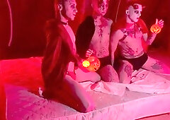 Gang-fuck, gay gangbang, blowjob