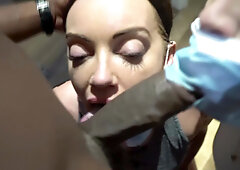 Appealing ladies work their magic on the same dick in superb FFM