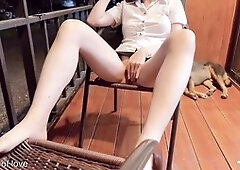 Educator takes a Thai college girl Cham Of Love on the balcony