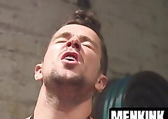 Kyler Ashs bottom ass devours an electric butt plug and Trenton Ducatis dick