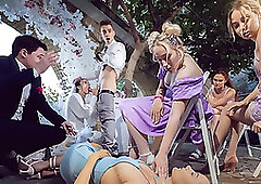 VIP4K. Bride was fucked hard and got anal creampie while guests were watching